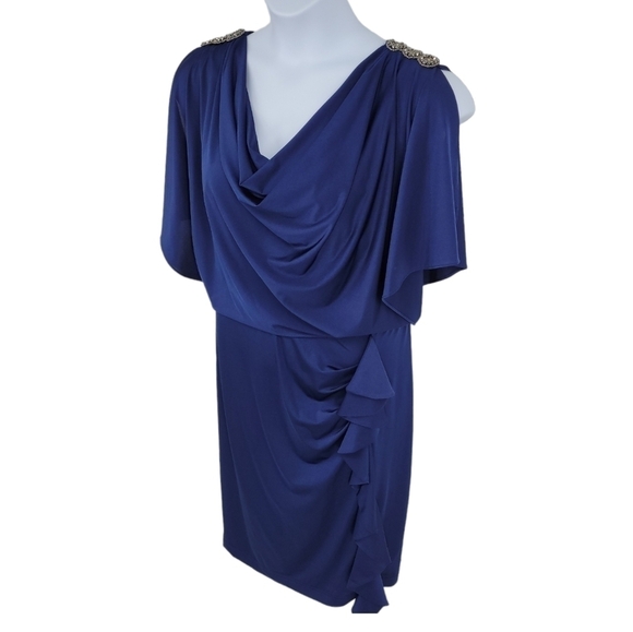 R&M Richards Blue Ruffle Dress with Shoulder Details Size 22W - Picture 14 of 14